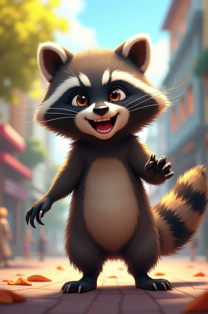 Raccoon animal, cheered up, Competitive 