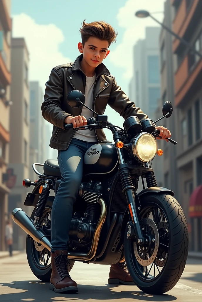 a stylish boy attitude pic with her motor bike