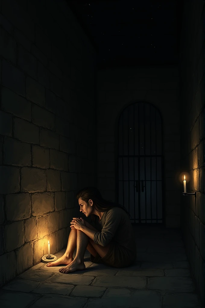 Landscape candels in dark night in prison of cell