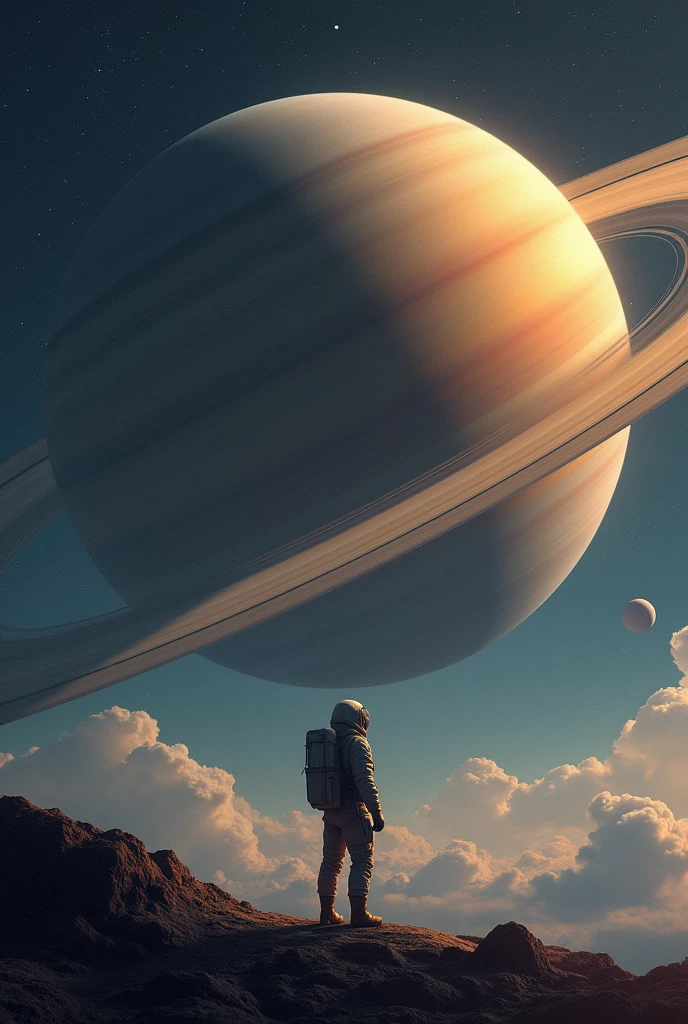 Image related to saturn with some human in it