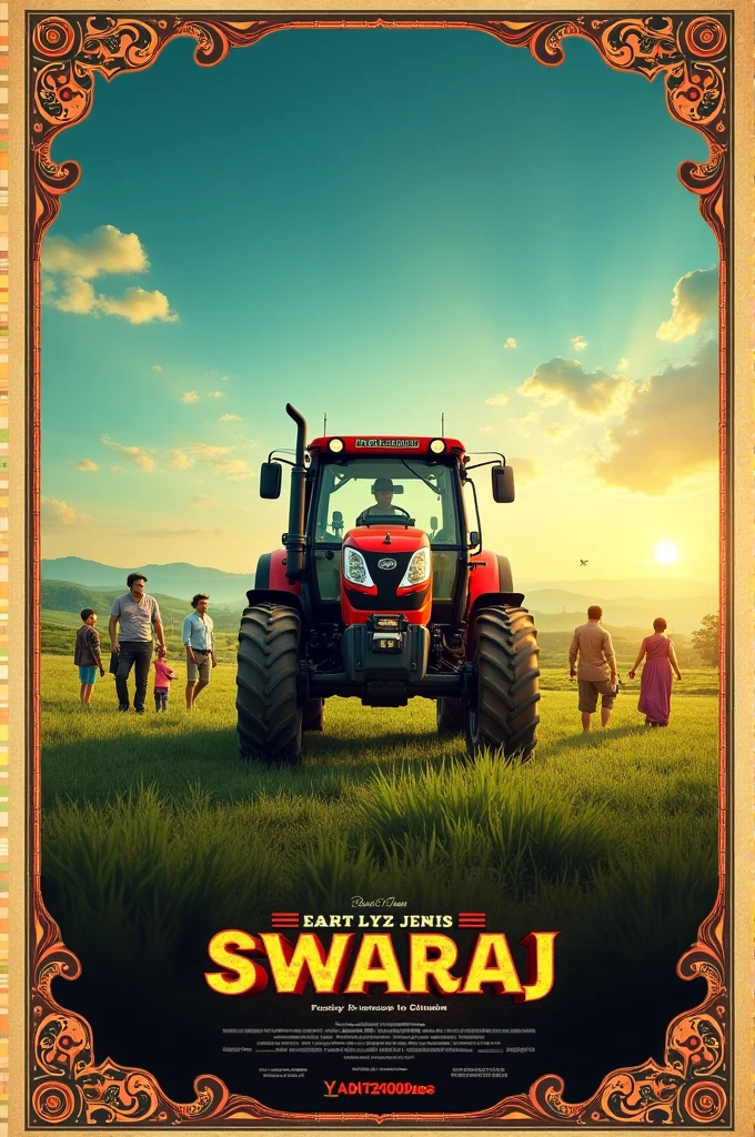 Make a movie poster of swaraj tractor in which producer and director is kshitij and this movie is in haryanvi industry
