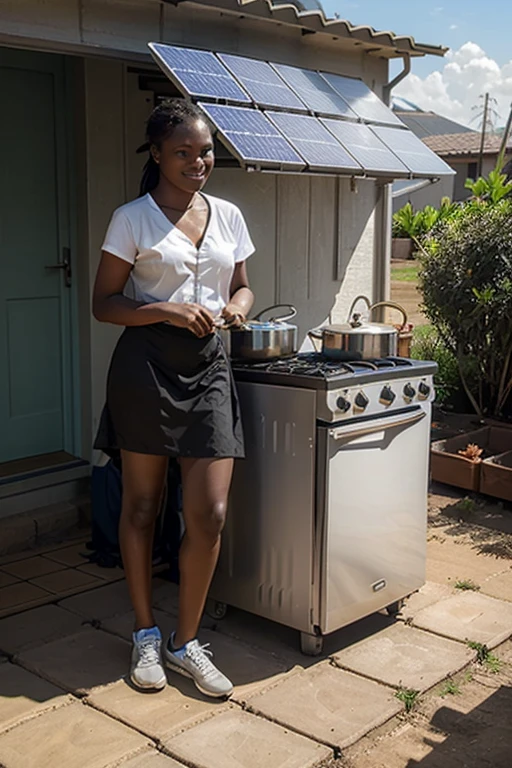 Make me an electric stove that runs on solar panels, Solar panels must be in the kitchen and can be easily carried.