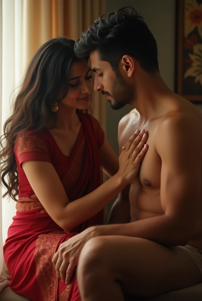 Indian Hotwife getting tamed by a young man in front of her husband naked