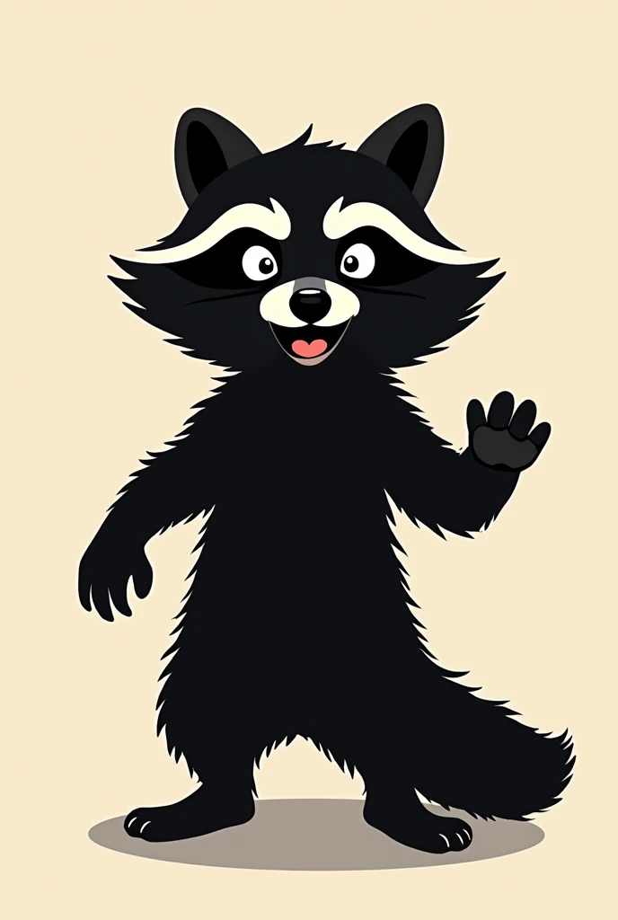 Raccoon animal, cheered up, competitive fury, annoying, just the silhouette