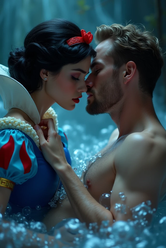 Snow White being raped by a man, nsfw, pussy, modern style , blue translucent feelers, out , fingering, pussy, vaginal sex, tanned man eating pussy