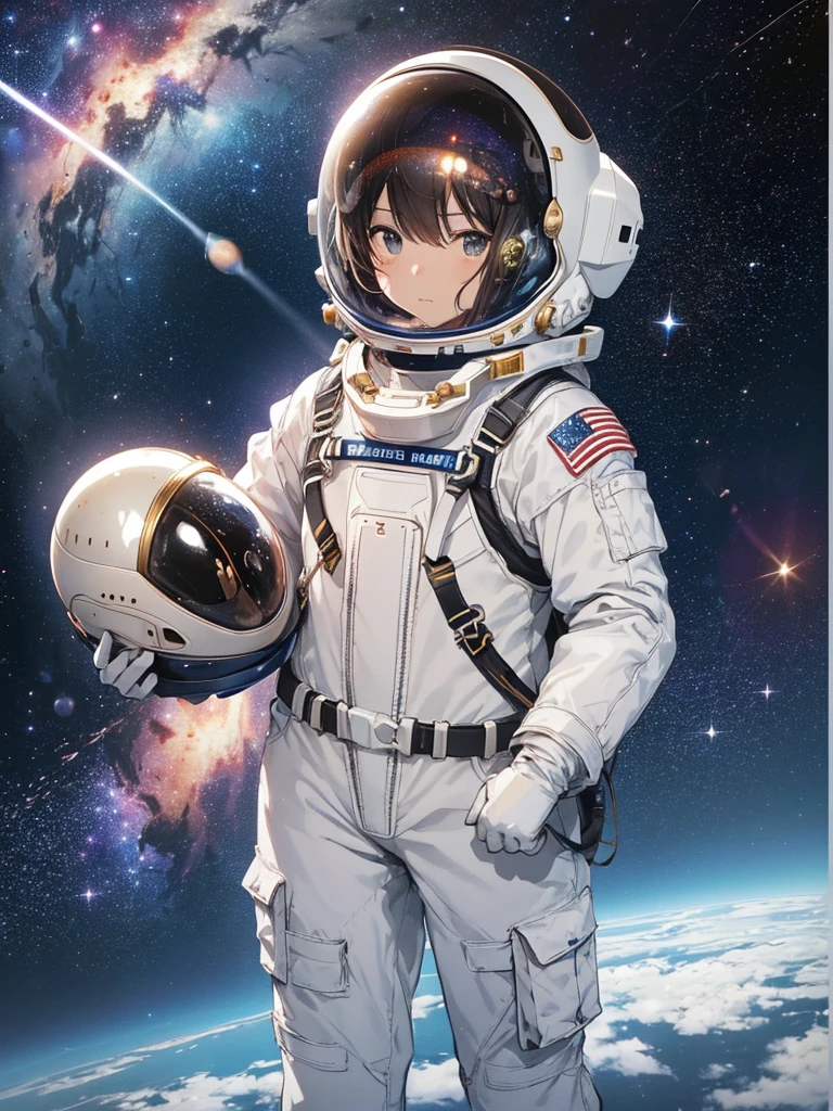 ネイマール 1 astronaut,(Helmet:1.3), (Spacesuit:1.3), (floating weightless:1.4), Earth, 。.two, performer, (Reflects sunlight:0.8), milky way, (distant galaxy:1.3), wide, (Exhaust gas:0.9), (Space microwave background:1.1), spacewalk to spaceship:1.4), (Zero gravity environment:0.7), (Telecommunications Equipment:0.8), (新しい惑performerを探索する:1.3), (Collection of samples:1.1), solar system, (astronaut'Visor reflection:0.9), (astronaut'Perspective:1.3), (Re-entry into the atmosphere:1.4), (international cooperation:1.2), (View from inside the spaceship:0.8), (astronautの訓練:1.1), (Moon Landing:1.3), (Extravehicular activities in extravehicular activities):1.2), (Lunar rover:1.1), (Explore the unknown:1.4), (月面に映るastronautの影:0.9), (floating tools:0.8), (雄大なEarthの風景:1.3), (performer間旅行:1.2), (astronautバッジ:0.8), (spacecraft control:1.1), (Celestial Navigation:1.3), (astronautのバイザーはEarthを映し出す:1.2), (Space Travel:1.4), (astronaut extravehicular activity strapped to spacecraft:1.5), Japanese flag、①Quality:(One person), (Highest quality:1.3), (masterpiece:1.3), (Super detailed:0.8), 8k, Highly detailed CG, Perfect hands:1.2), (Perfect ???????:1.2), ② Eyes:Sparkling Eyes, Intricate iris detail, Fascinating eye reflection, Sparkling eyes, Pupil depth and three-dimensional effect, Subtle changes in the color of the iris, Meticulous eyelash detailing, Detailed eyes, ⑥Body type:Slim figure, ⑦ Skin:Detailed skin, ⑧ Expression:(blush:1.0), Detailed face, View your viewers, Break, Happy, See the face and feel, I love lots of milk, Waiting for a kiss 9th style: animation, Illustration 10: Theme:(Toru Asakura: 1.3), ⑪Hair: Shiny Hair, Floating Hair, (short hair:1.4), (low hair volume:1.4), (Parted bangs:1.4), (Blue Hair、Gradient Hair、Multi-colored hair、Parted bangs、Purple Hair), (Hairstyles in the middle:1.3), (Boyish hairstyles、Hairstyle like、Show your amount) ⑬Composition:(Upper Body:1.2), (From below,:1.1), (From the side:1.3), (Extremely close-up footage: 1.3), very wide shot, Dutch Angle