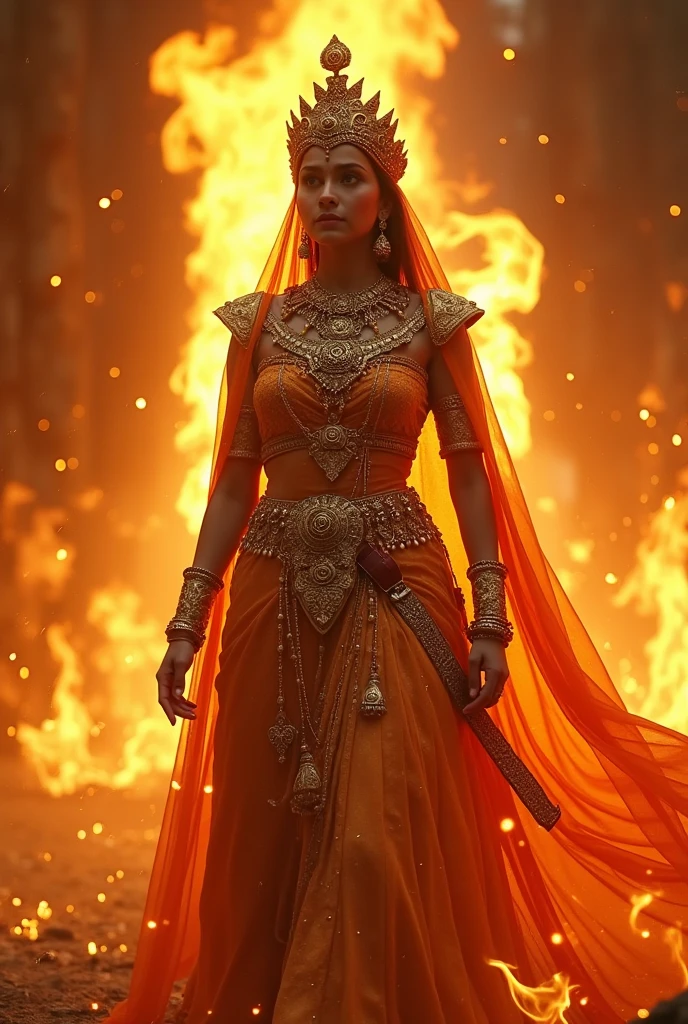 Coming out of the fire is the great queen of India