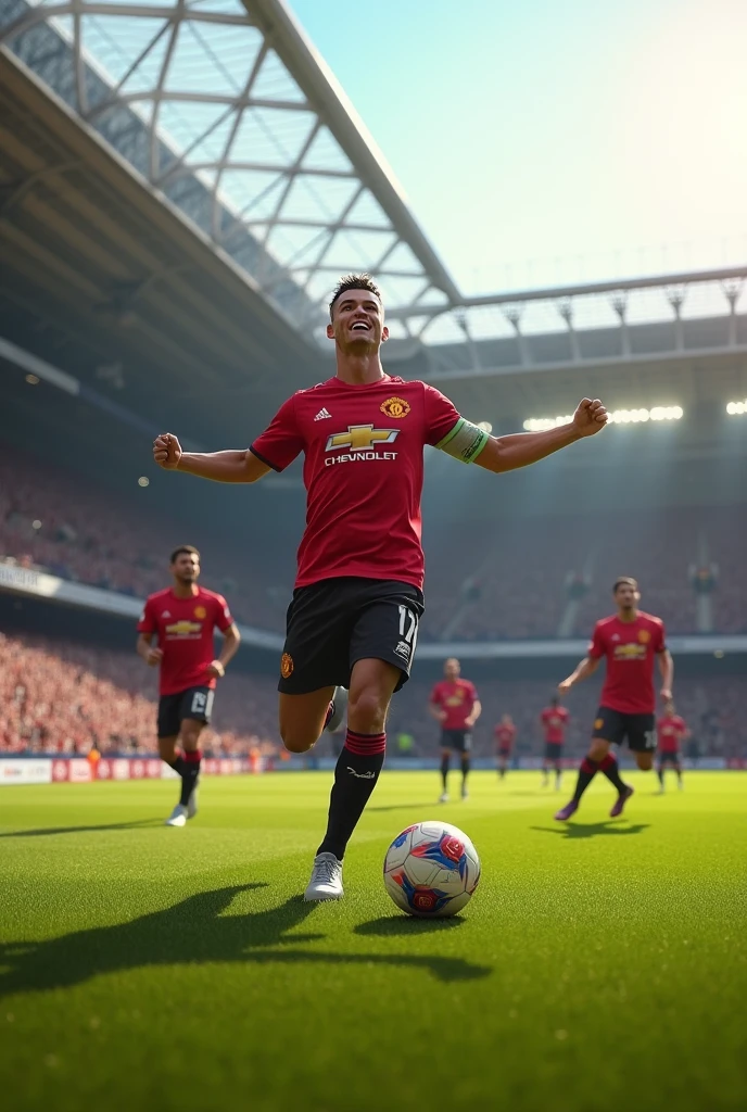 Manchester United versus Brighton a beautiful sunshine on stadium and all player black live matter cr7 on the suuuuuuuu
