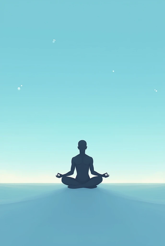  A meditative figure surrounded by a calm, clear sky, reflecting mental strength and inner peace.
