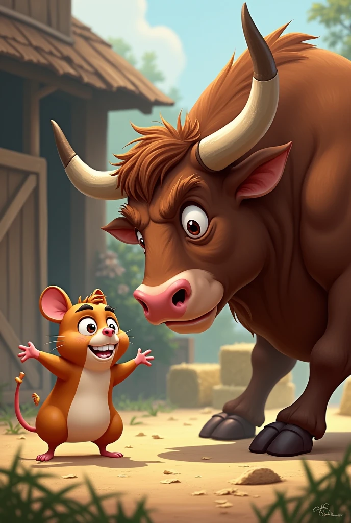 Bull annoying hamster 