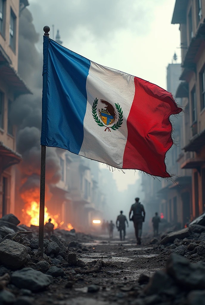 Guatemalan flag and war zone
