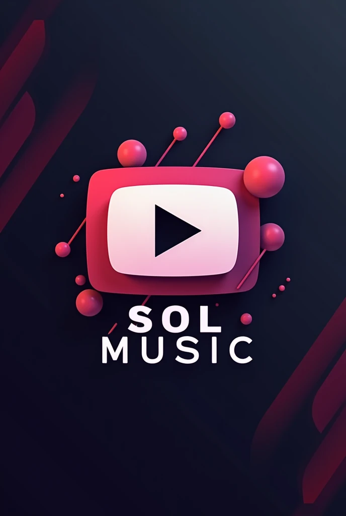 create a logo for a youtube channel,abstract,attractive and original,and unique, and the words "Sol Music" (capitalized) below the play button