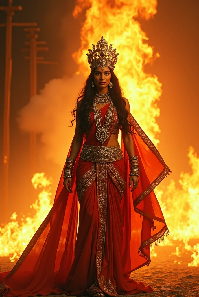 Coming out of the fire is the great queen of India