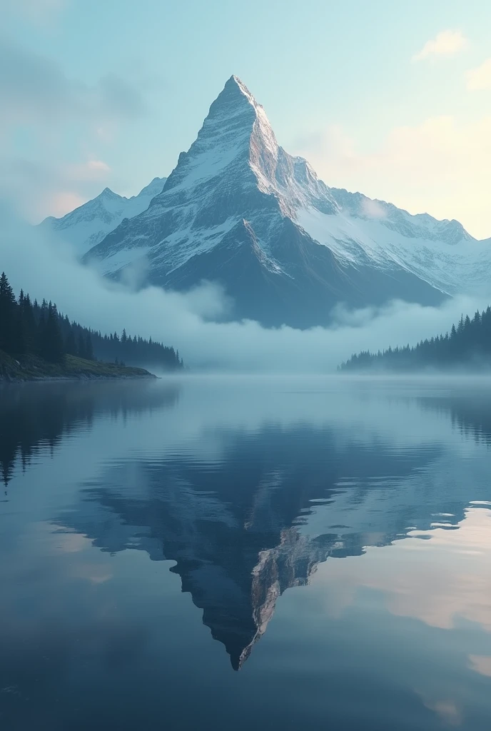 Capture the serene evening moment when the reflection of a majestic island mountain in a vast lake eerily resembles the iconic image of Lord Shiva, as if the universe has conspired to reveal a divine presence in the still waters.