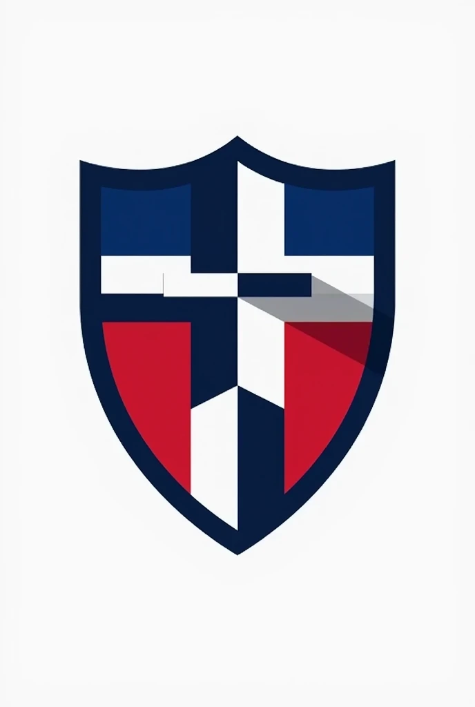 Blue red and white school crest