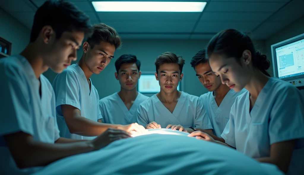 Five nurse boys. The pic should be cinematic.