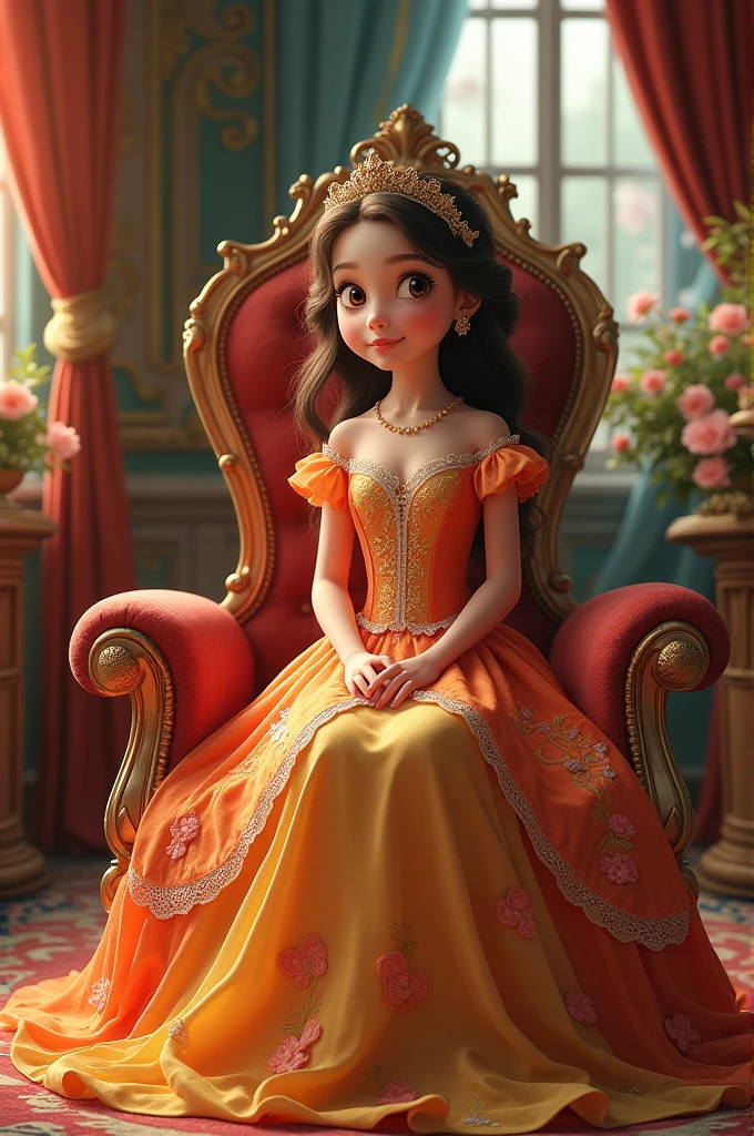 A cute princess sit on chair