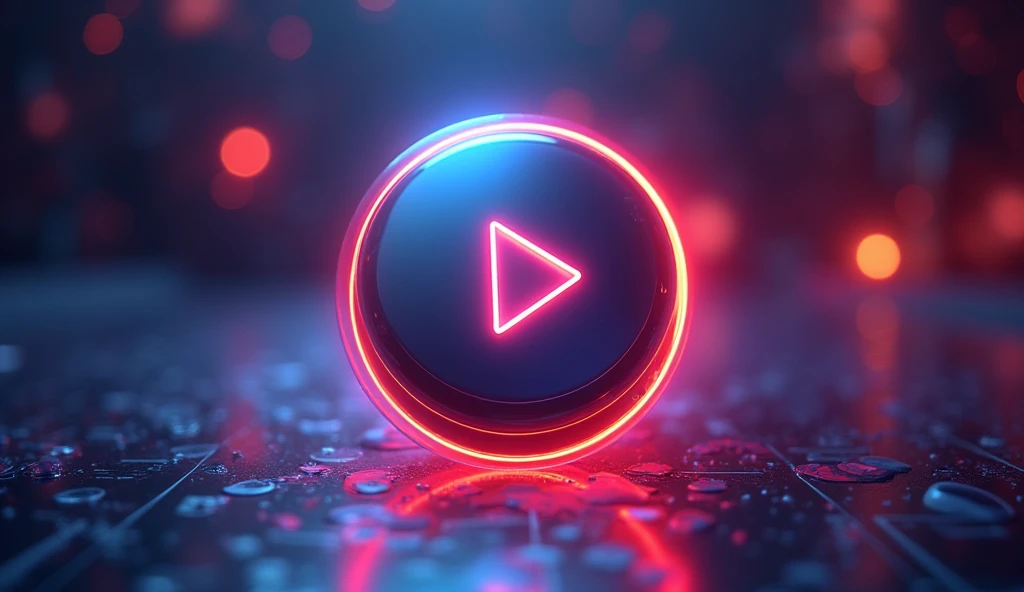 Play button with glowing background representing music, and the words "Sol Music" (capitalized) below the play button