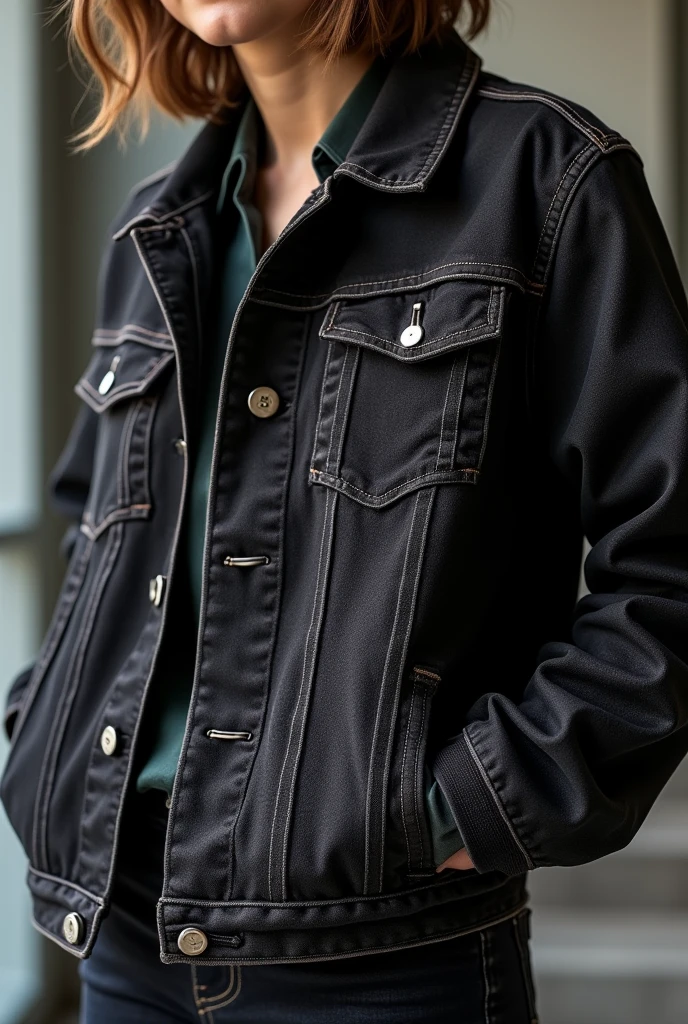Best colour combination of denim black jacket and suitable colour pen and give 1 different 0 photo