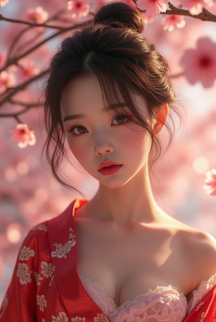 (masterpiece,Highest quality:1.4),(8k,RAW Photos,Photorealistic:1.4),Ultra-high resolution, ,(Glowing Skin:1.4),Detailed肌,Detailed顔,Detailed目,(Beautiful and shining eyes:1.2),Symmetrical eyes,Detailed耳,One person,Natural Makeup,(((Idol))),,Detailed背景,Vivid background,Beautiful and shiny hair,,((Average teenage breasts)),,(Detailed Sexy Kimono,Realistic beautiful teen,Sexy Neon,mysterious,whole body),,((Sharp Face)),Natural light,,(Very detailed ,,online shopping,LUMINE® Market,),Cleavage,Background of fluttering cherry blossom petals,Professional,(Detailed,Location was great.),