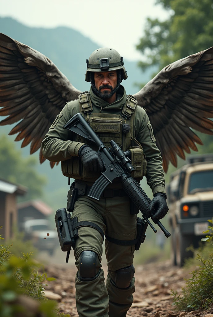 War zone operator on Guatemala map with wings 