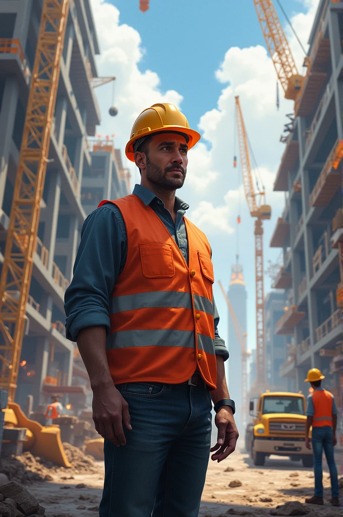 Construction site with engineer standing 