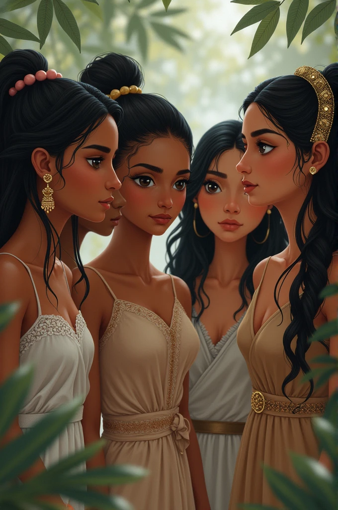 Eight Dosha girls are thinking about something together