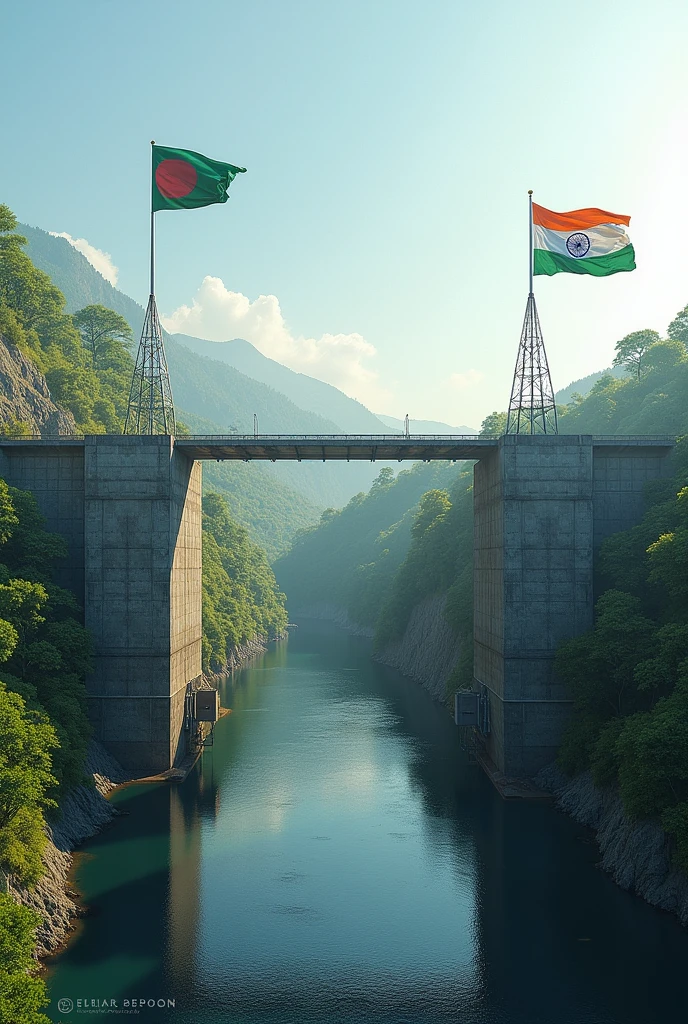 ইন্ডিয়ার ফারাক্কা বাধের সামনে বাংলাদেশের আর একটি নতুন বাঁধ নির্মাণ অথাৎ এখানে দুটি বাঁধ থাকবে। একটি বাংলাদেশের এবং অন্যটি ইন্ডিয়ার। ইন্ডিয়া বাংলাদেশের পতাকা দ্বারা দুটি দেশ চিহ্নিত করা হবে