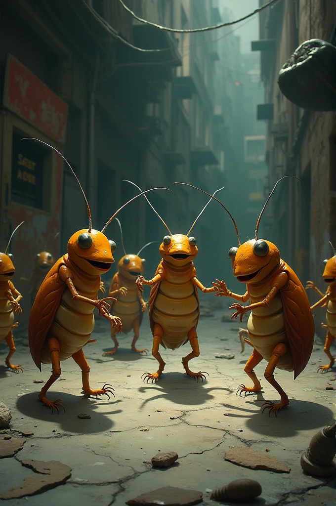 A group of cockroaches dancing