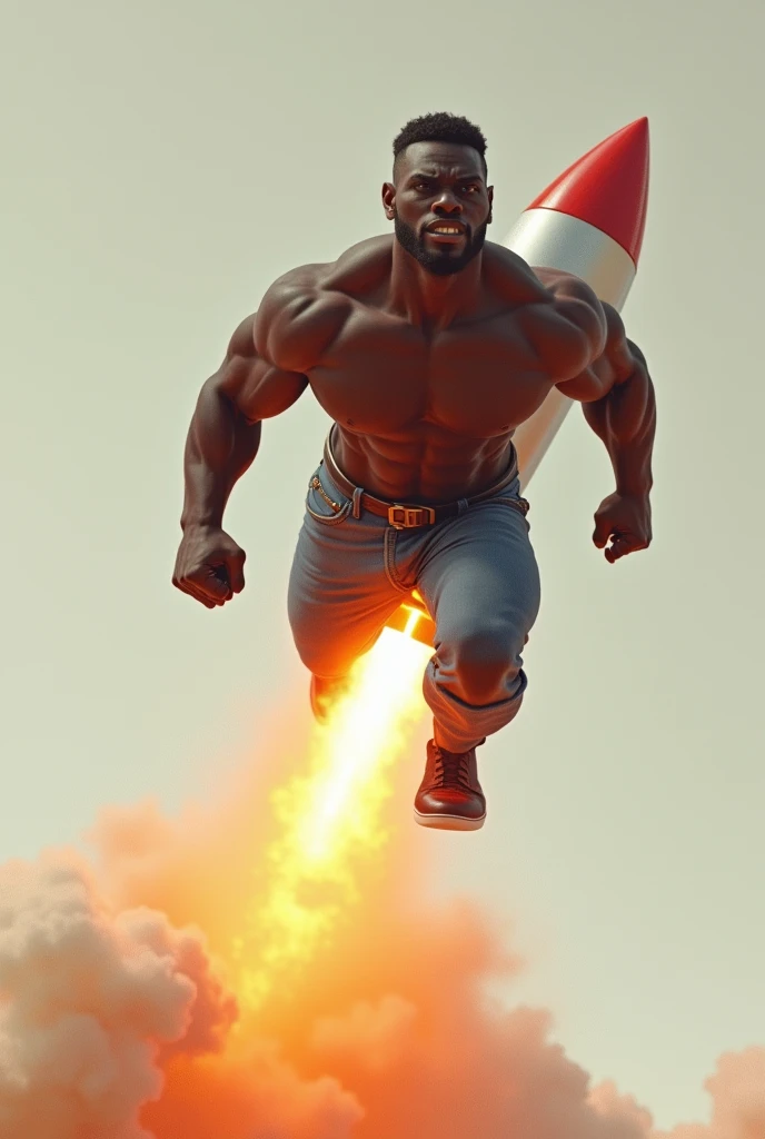 Black guy with rocket in his ass