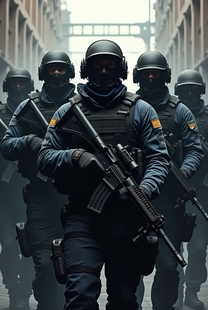 Design a logo of a country's national security soldiers, it's known for rude and aggressive behavior