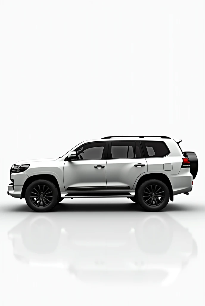 White Landcruiser vxr 2020 model , Dubai NUMBER PLATE " L 29034",Side view, white background, realistic