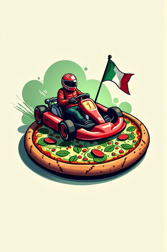 Green and black Milano Pizza logo with a kart