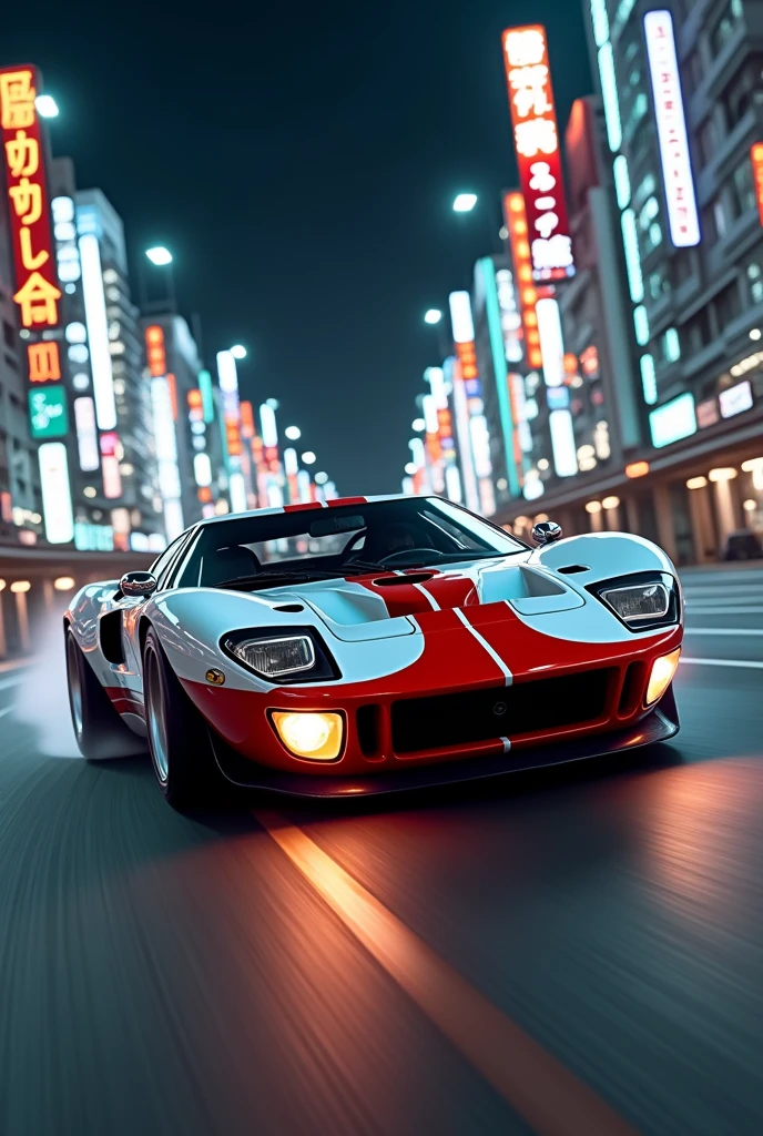 Main subject（1980s ford gt40 car with big spoilers、since、Height、、Transform car、The capital is highバトル）Subject Sub（sports cra、sling、since、4Door、Euro R Tournament 、Transform car、The capital is highバトル）car、The capital is high、Runner、For more information,、Real、Realistic、Tokyo、The capital is a highway、c1、since、live-action、深night、night、beautiful、Sink shooting、8k、Loyal、detailed、Japanese license plates, each competing on Japan&#39;s capital highway、It&#39;s cool to see it run through a big corner.、passionate, front side view