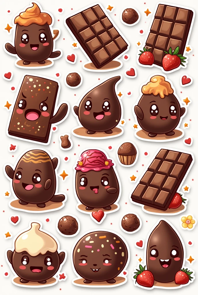 24 fun chocolate sticker pictures, width 370×height 320