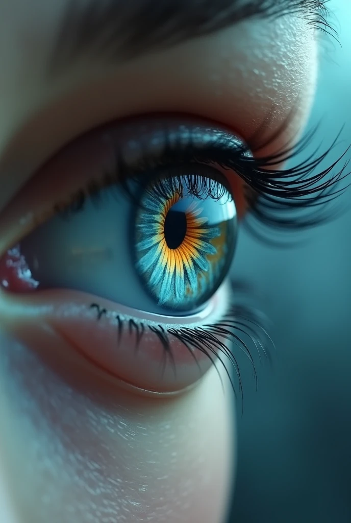 a picture of an eye looking on a phoenix the phoenix is being reflected in the eye