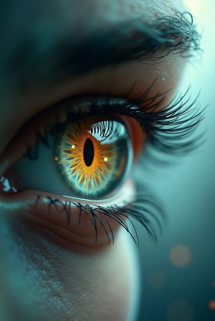 a picture of an eye looking on a phoenix  the phoenix is being reflected in the eye