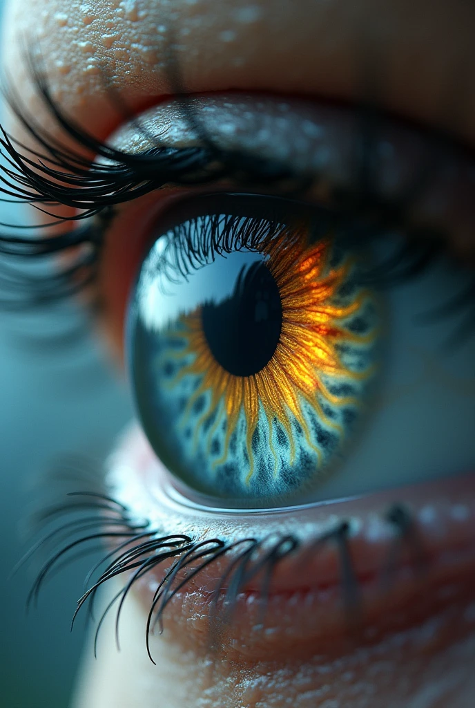 a picture of an eye looking on a phoenix the phoenix is being reflected in the eye
