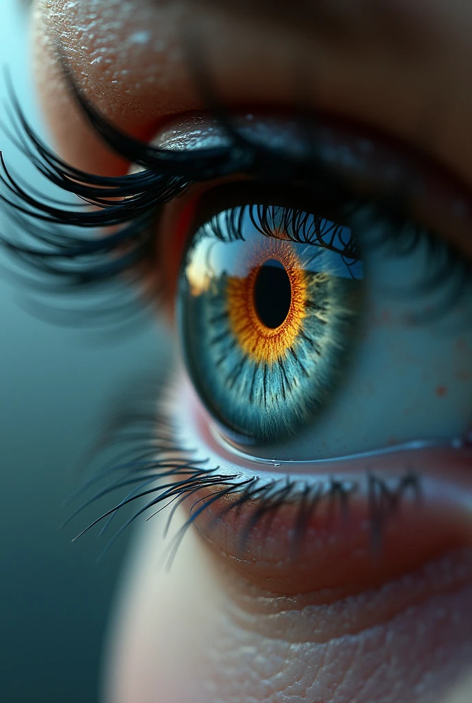 a picture of an eye looking on a phoenix the phoenix is being reflected in the eye