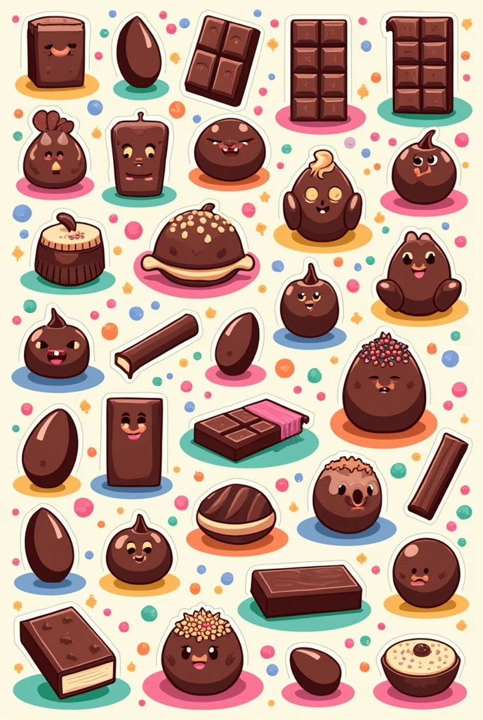48 fun chocolate sticker pictures, width 370×height 320