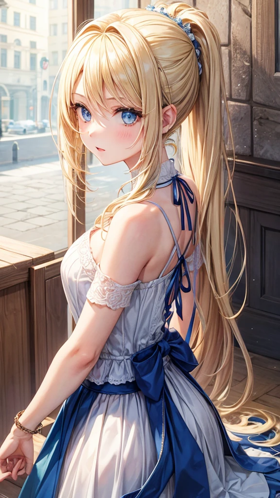 Girl 1,78 blonde blue eyes hair up