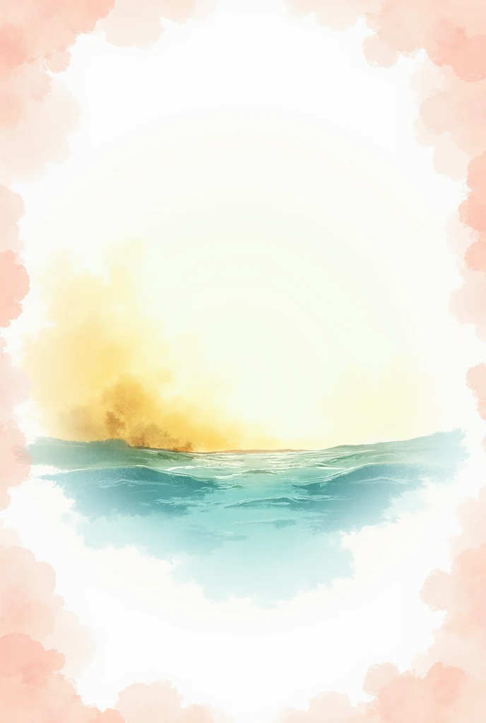 White background,with pink watercolor stain edges, light blue and yellow. Final Fantasy X