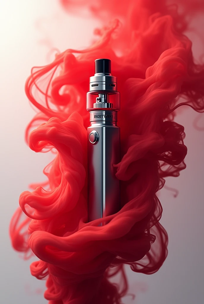 vape brand with a vape and red smoke in the background