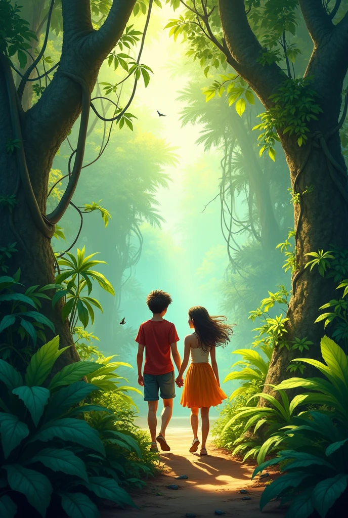 A boy everyday goes to jungle with his wife 