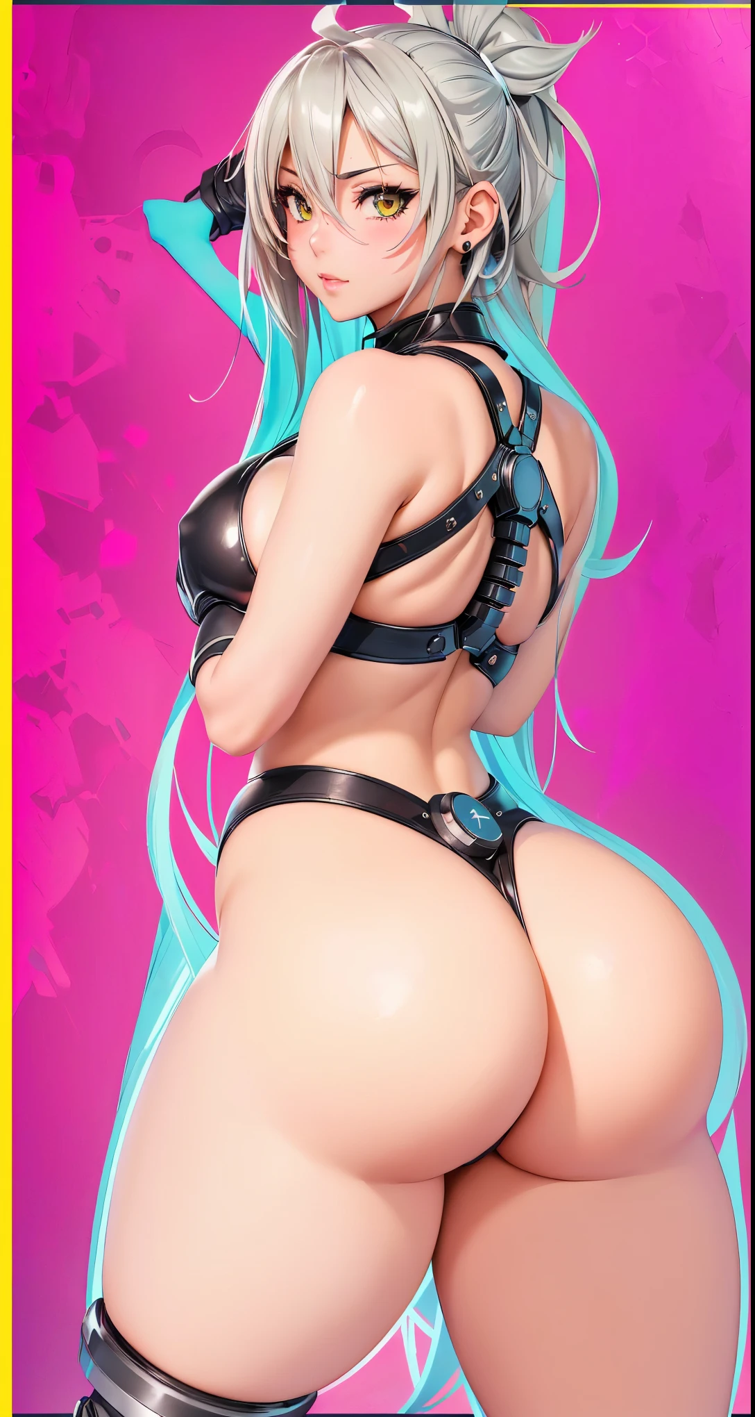 anime girl with a big ass in a black leather outfit, cutesexyrobutts, oppai cyberpunk, thicc, 2b, 2 b, oppai, anya from spy x family, biomechanical oppai, makoto, commission for high res, oc commission, tifa lockhart, oppai proportions, tifa, tracer in a skintight dress