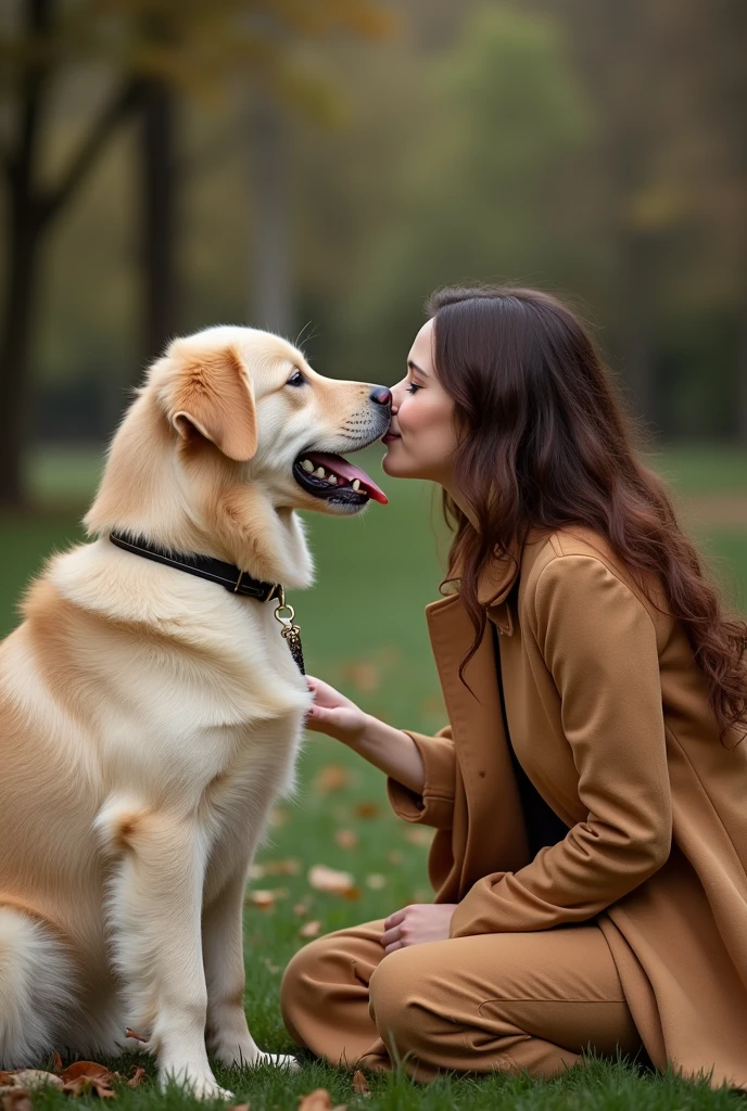 A dog and a woman are mating