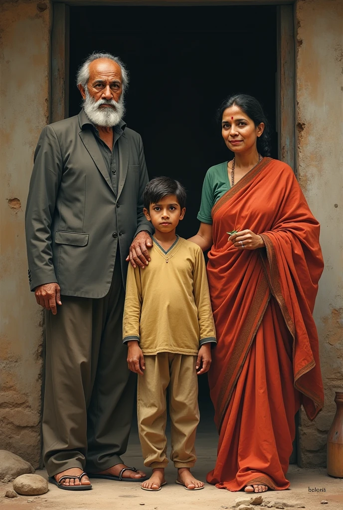jamsetji tata born in a poor family. With his mom and dad.