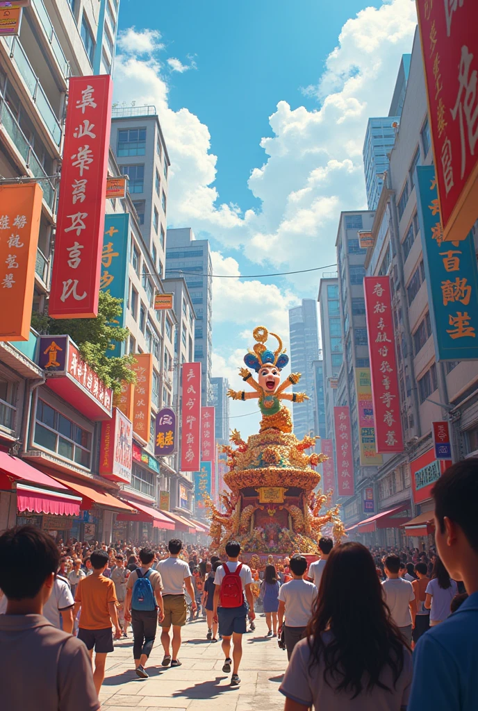 Festival floats and music
