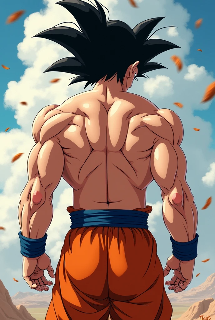 Goku naked showing his butt 