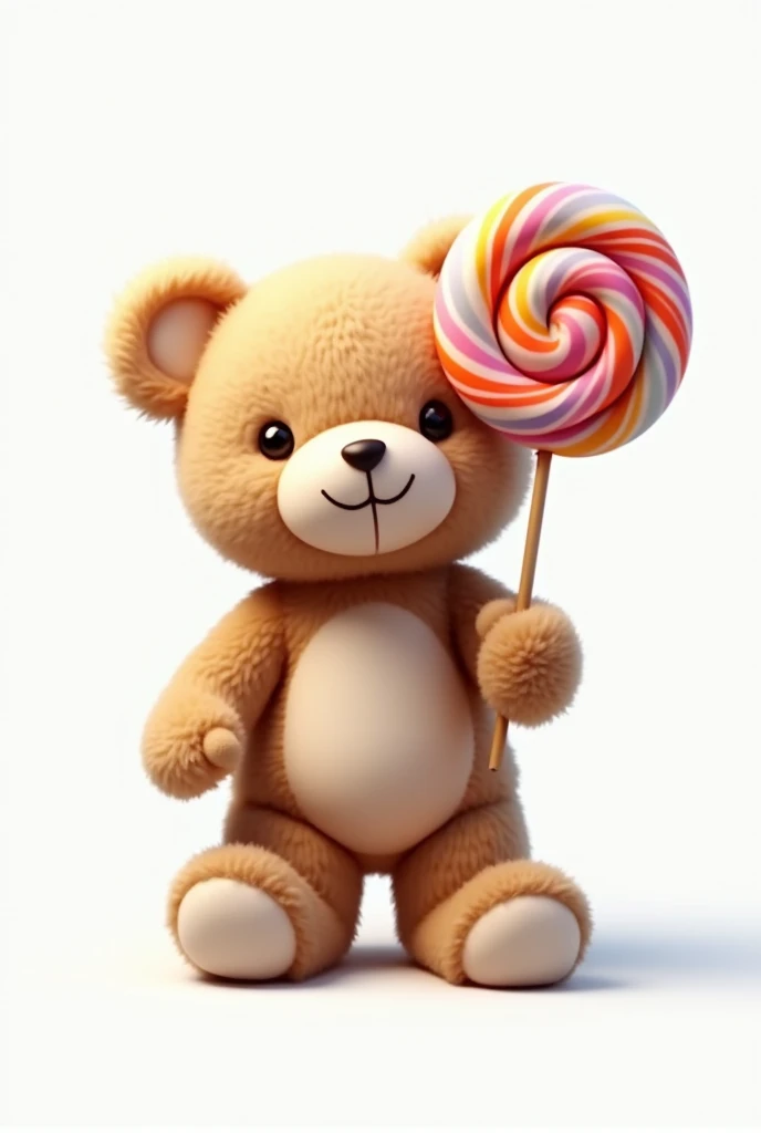 Make a teddy Make it more artistic Do it with a white background Add a lollipop in your hand
